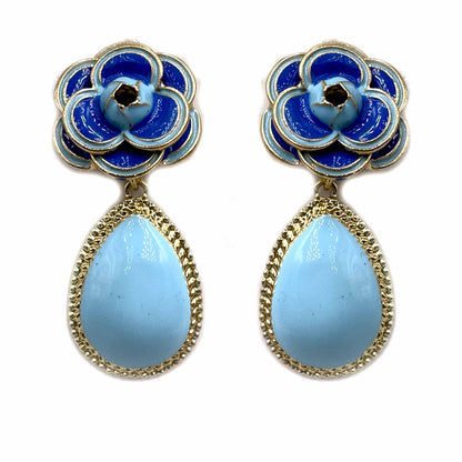 Palestro Milano Orecchini Azzurro Camelia con goccia