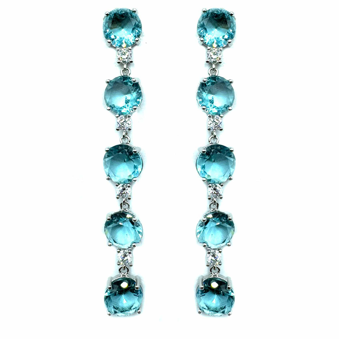 Palestro Milano Orecchini Azzurro Catena preziosa di Cristalli