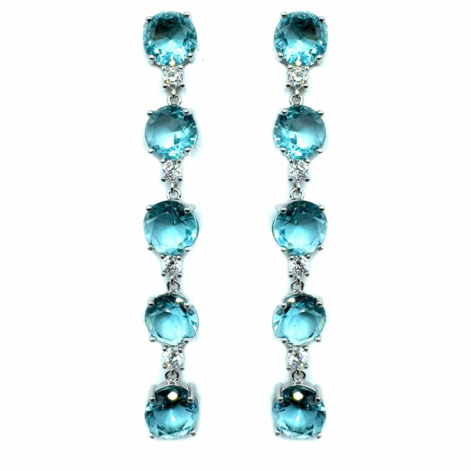 Palestro Milano Orecchini Azzurro Catena preziosa di Cristalli