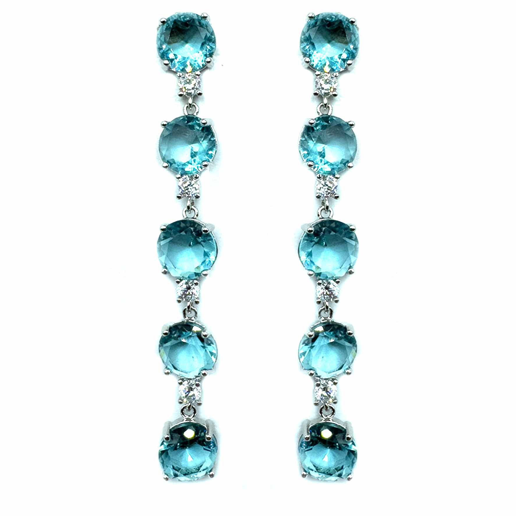 Palestro Milano Orecchini Azzurro Catena preziosa di Cristalli