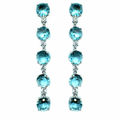 Palestro Milano Orecchini Azzurro Catena preziosa di Cristalli