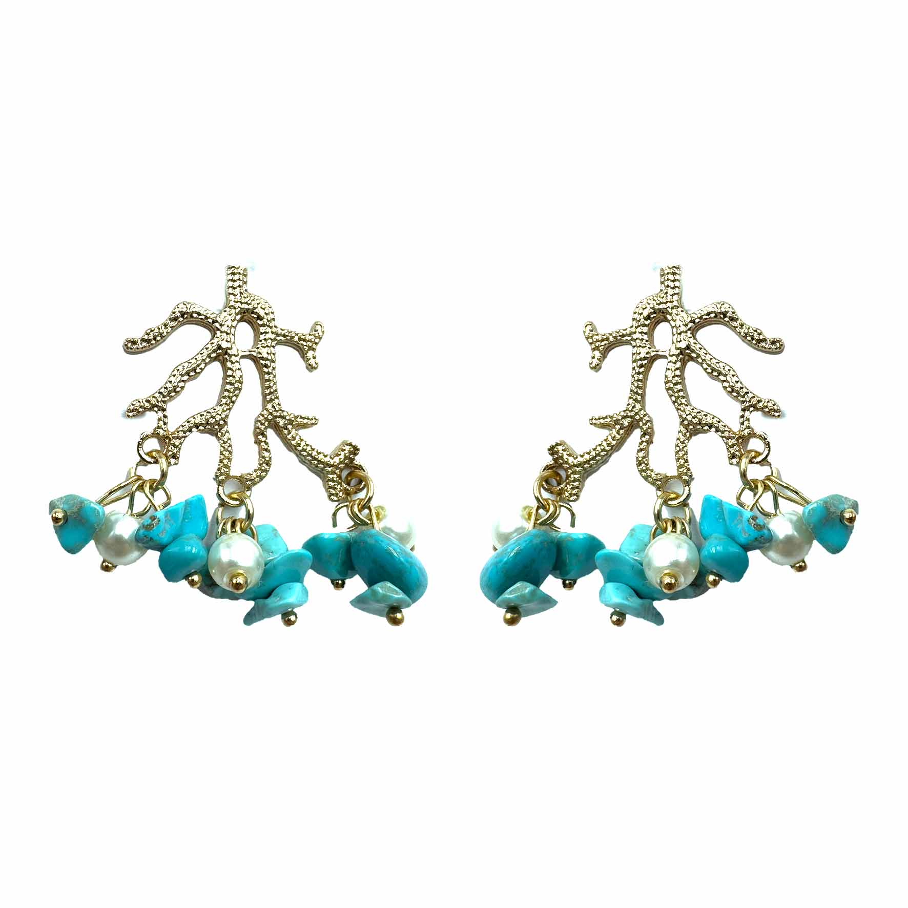 Palestro Milano Orecchini Azzurro Coralli perline&amp;pietrine