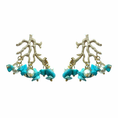 Palestro Milano Orecchini Azzurro Coralli perline&amp;pietrine
