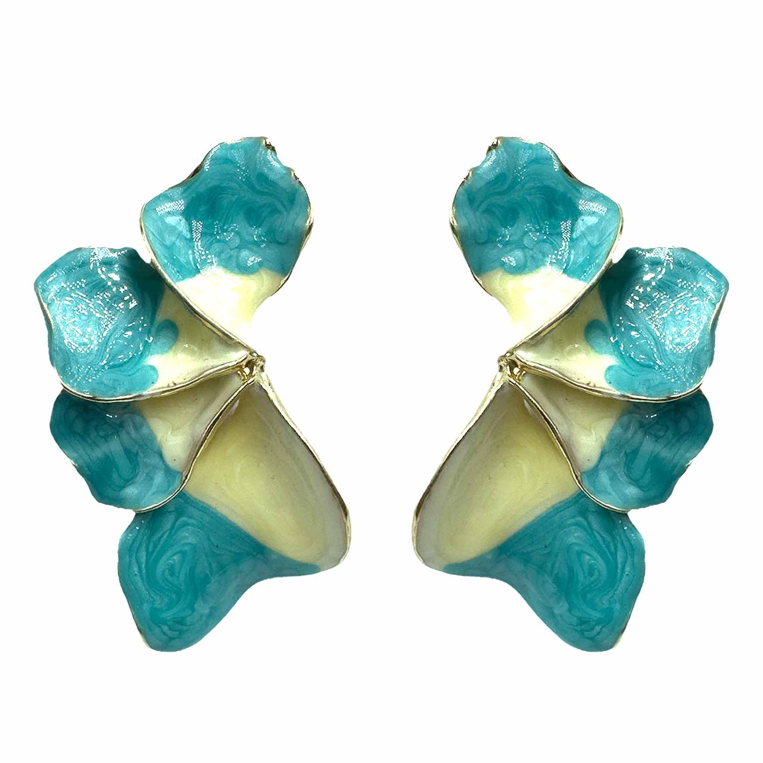 Palestro Milano Orecchini Azzurro e Crema Petali dalle Maldive