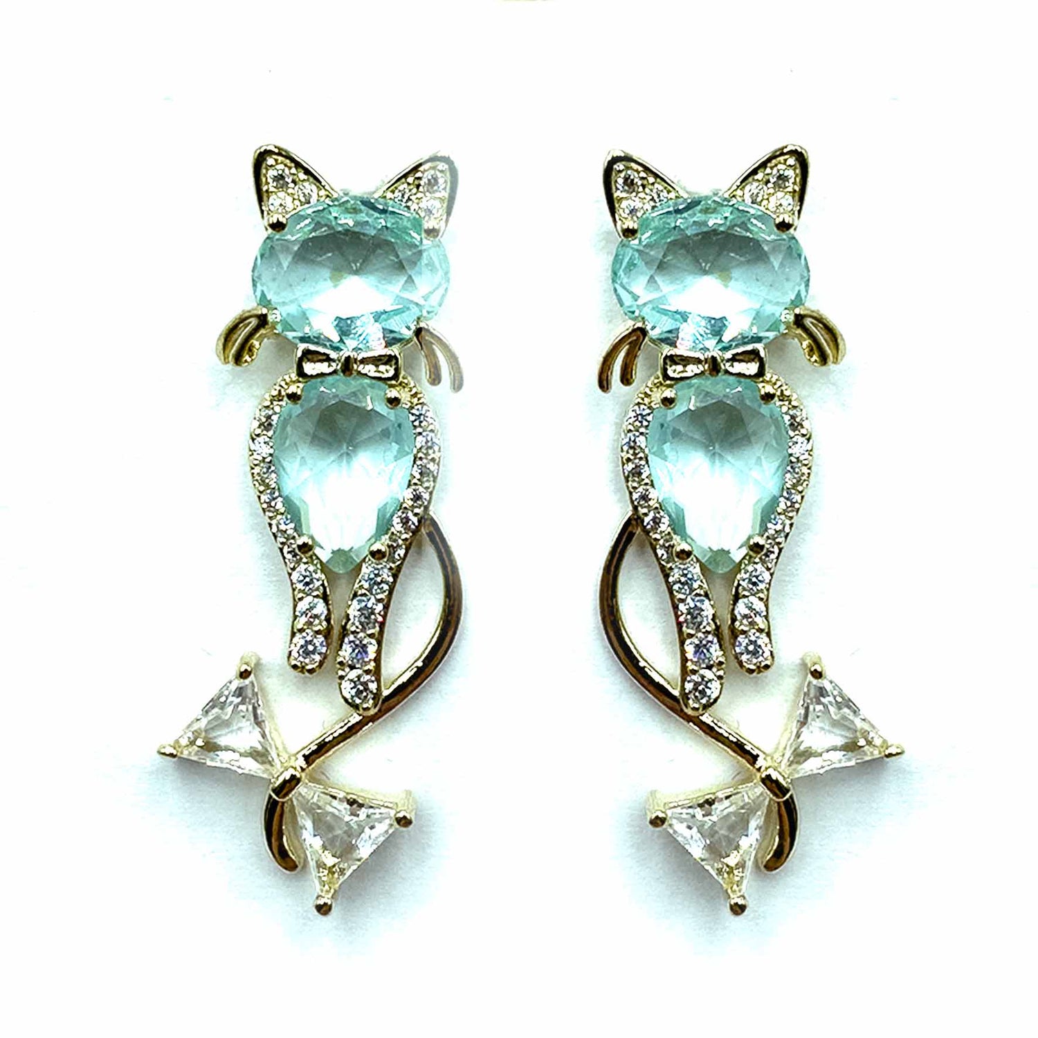 Palestro Milano Orecchini Azzurro Gattini con fiocchetti di Cristallo