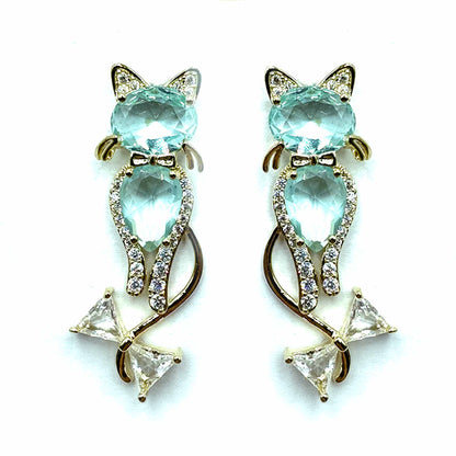 Palestro Milano Orecchini Azzurro Gattini con fiocchetti di Cristallo