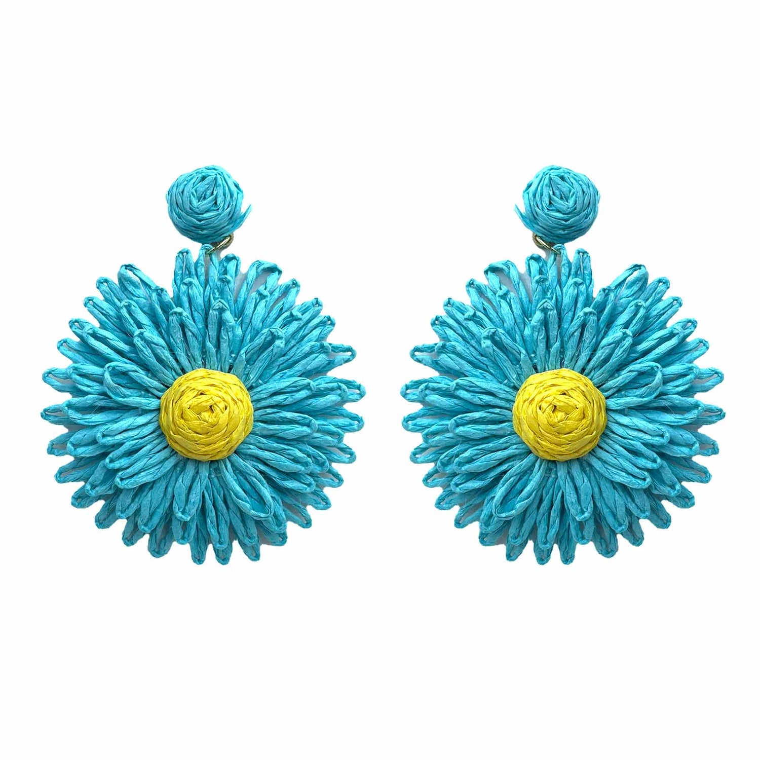 Palestro Milano Orecchini Azzurro Girasoli colorati in rafia - big edition