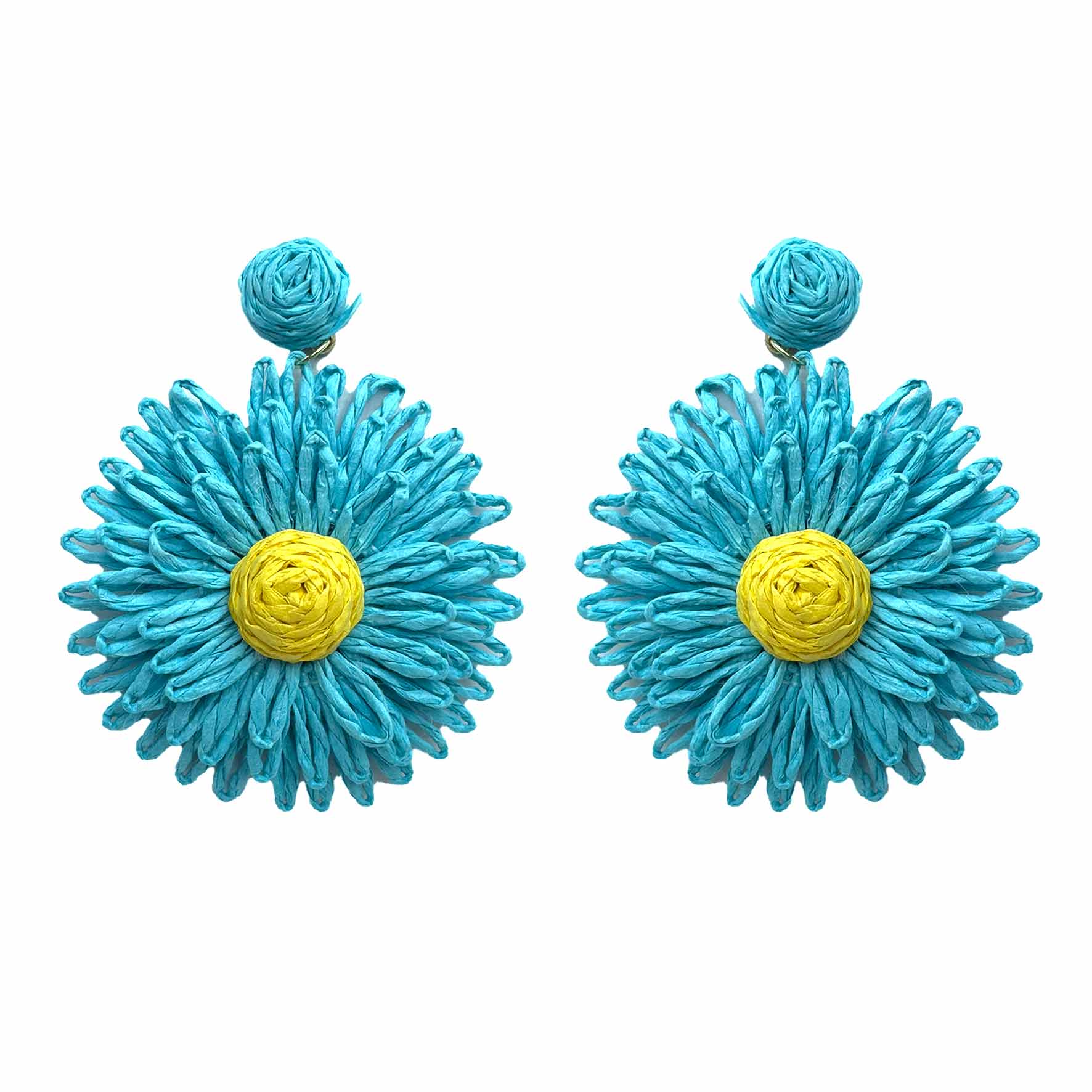 Palestro Milano Orecchini Azzurro Girasoli colorati in rafia - big edition