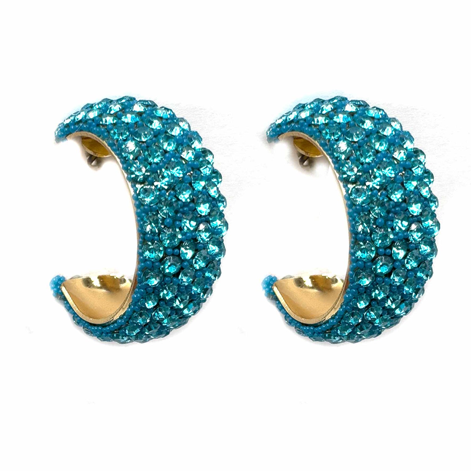 Palestro Milano Orecchini Azzurro Hoops di zirconi