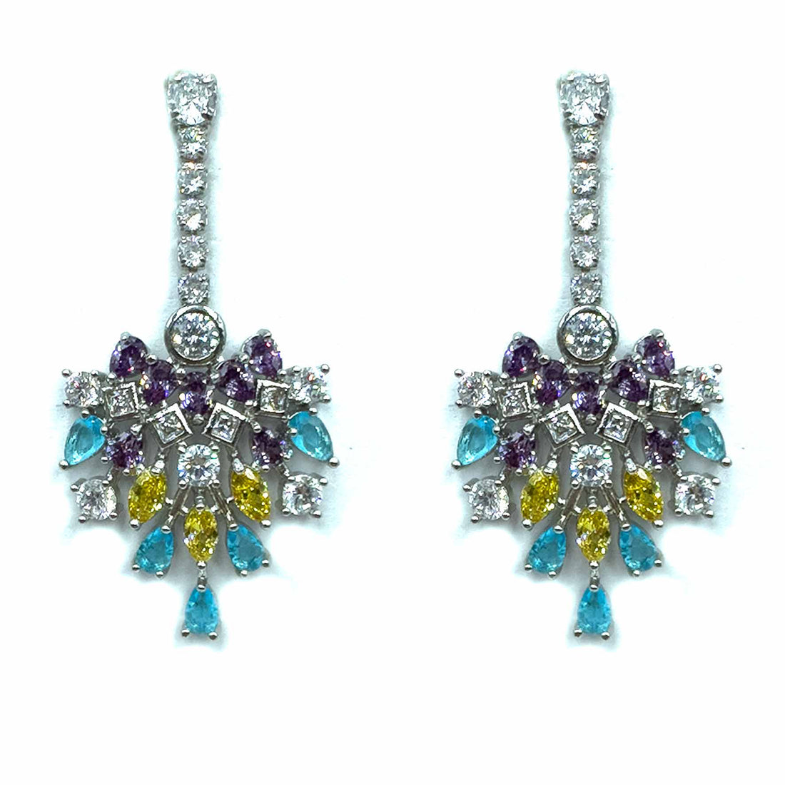 Palestro Milano Orecchini Azzurro/Lillac/Giallo Coda incantata di pietre cristallo