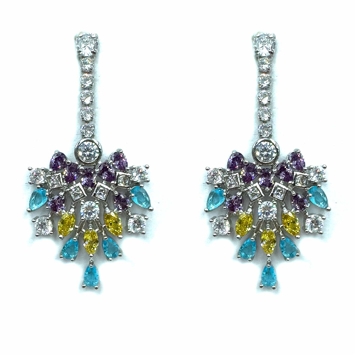 Palestro Milano Orecchini Azzurro/Lillac/Giallo Coda incantata di pietre cristallo
