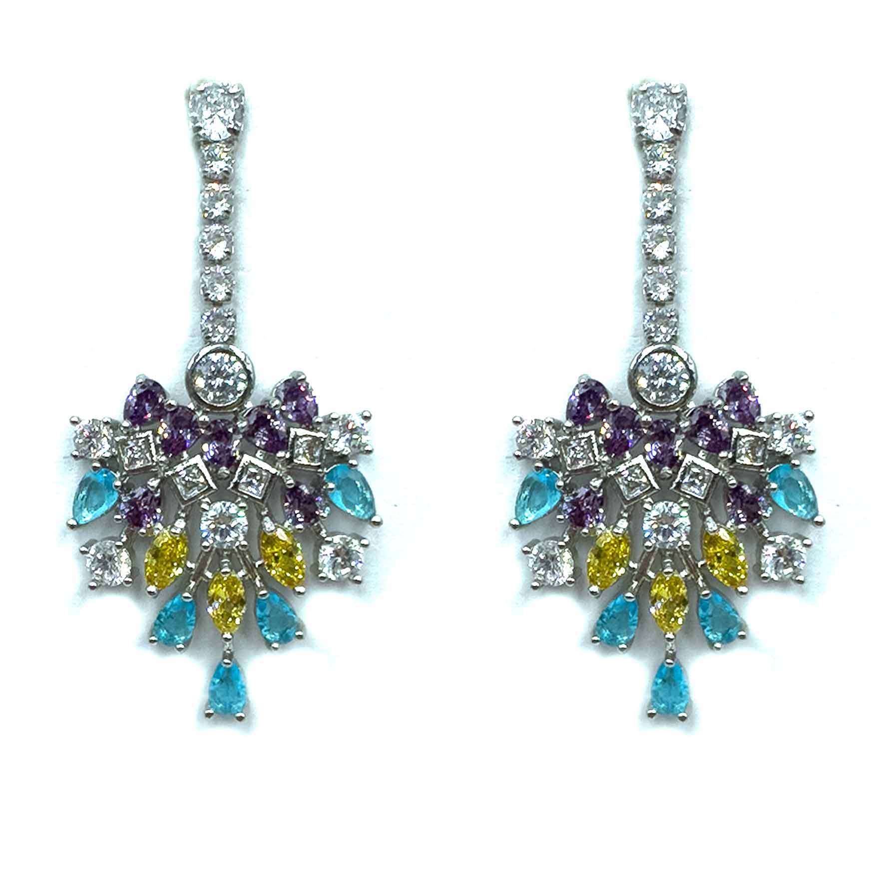 Palestro Milano Orecchini Azzurro/Lillac/Giallo Coda incantata di pietre cristallo
