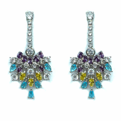 Palestro Milano Orecchini Azzurro/Lillac/Giallo Coda incantata di pietre cristallo