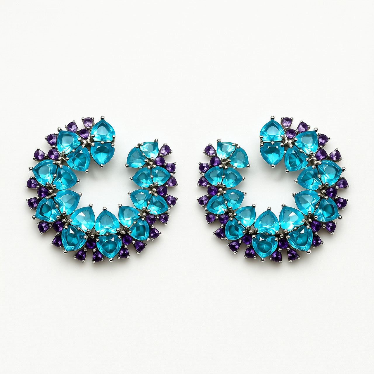 Palestro Milano Orecchini Azzurro-Lillac Semicerchi di Cristalli colorati