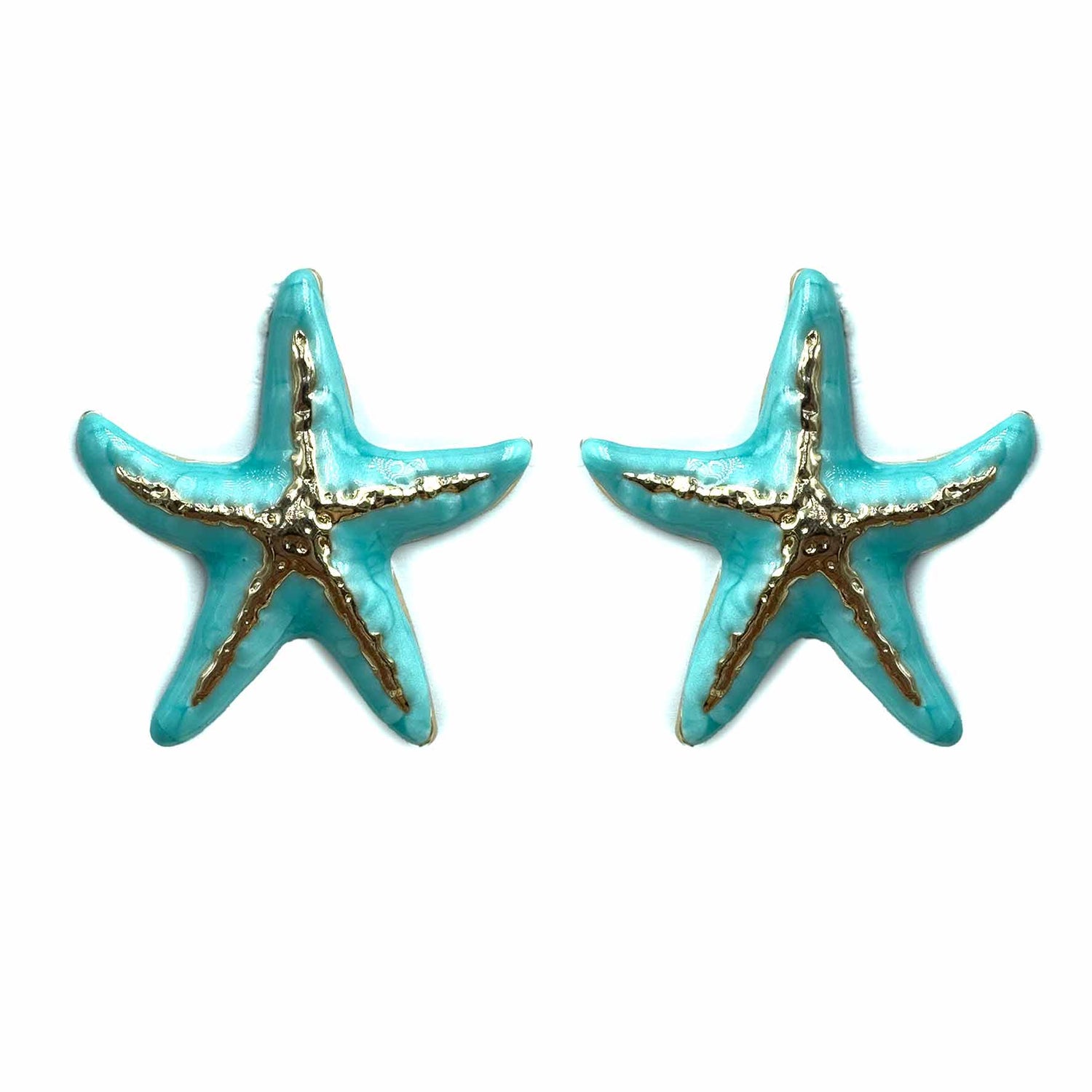 Palestro Milano Orecchini Azzurro Stella marina con venatura dorata