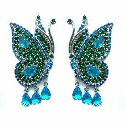 Palestro Milano Orecchini Azzurro&amp;Verde Farfallina a tre gocce
