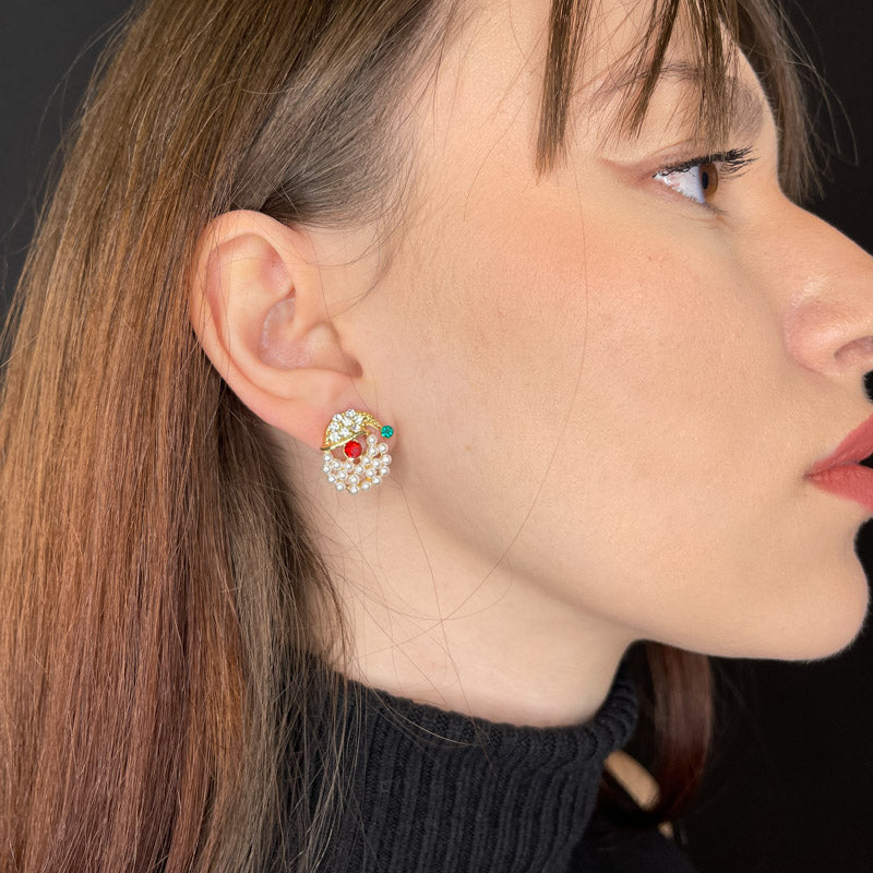 Palestro Milano Orecchini Babbo Natale barba con perline