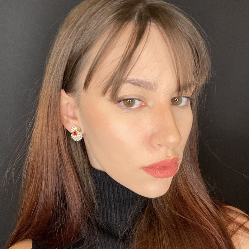 Palestro Milano Orecchini Babbo Natale barba con perline