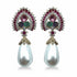Palestro Milano Orecchini Base Gold - Fucsia Lillac Verde Pavone con perla pendente