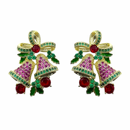 Palestro Milano Orecchini Base Gold / Fucsia/Verde Campanelle di zirconi Argento 925