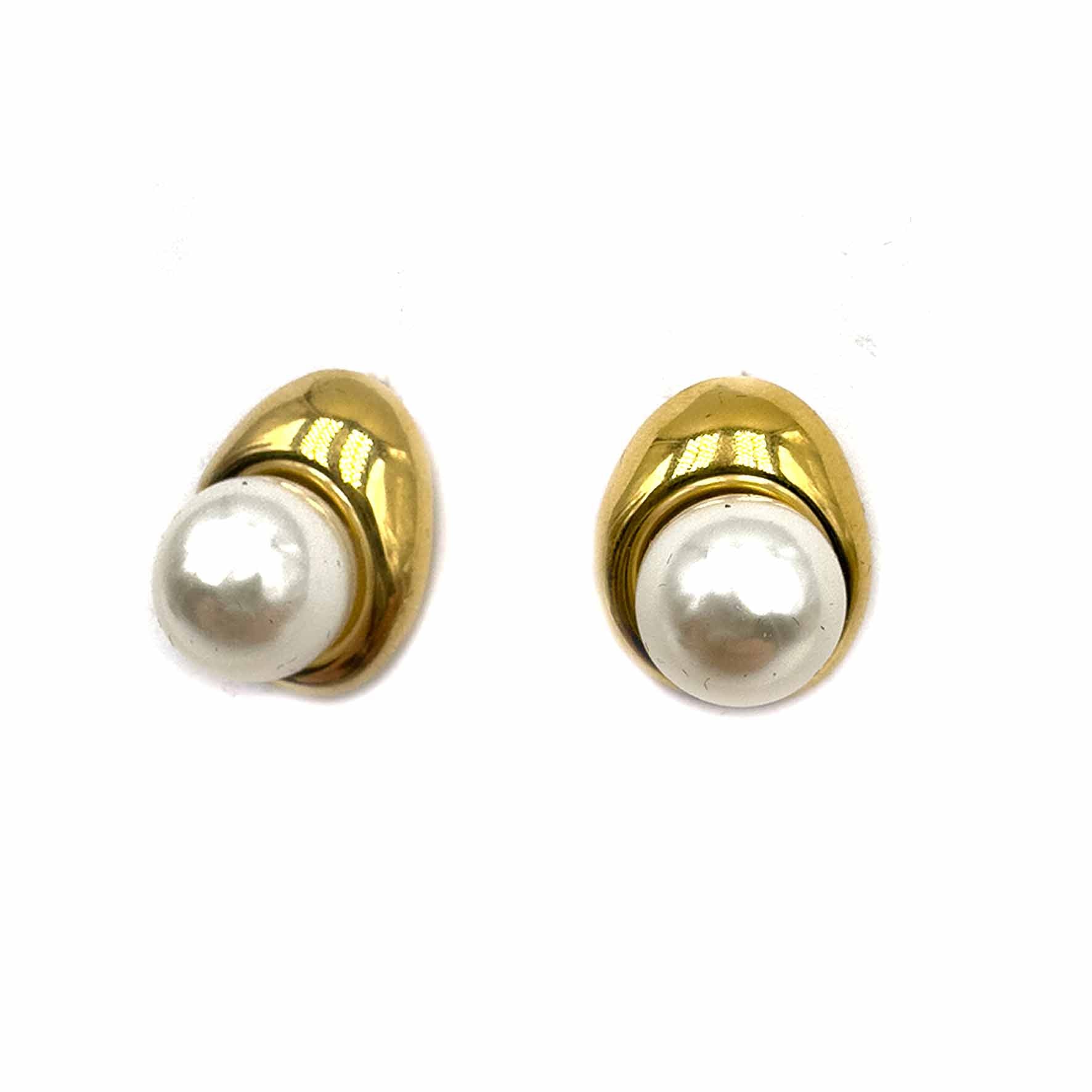 Palestro Milano Orecchini Base Gold Perlina incastonata
