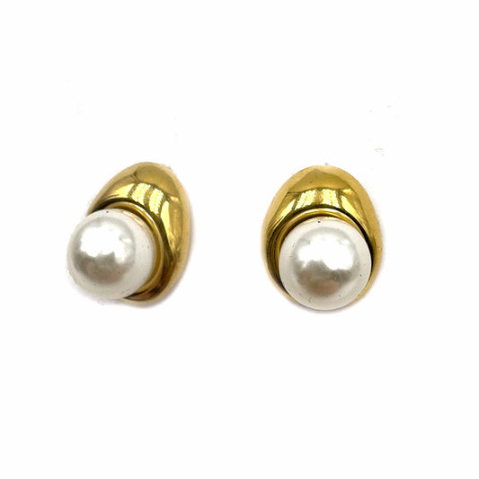 Palestro Milano Orecchini Base Gold Perlina incastonata