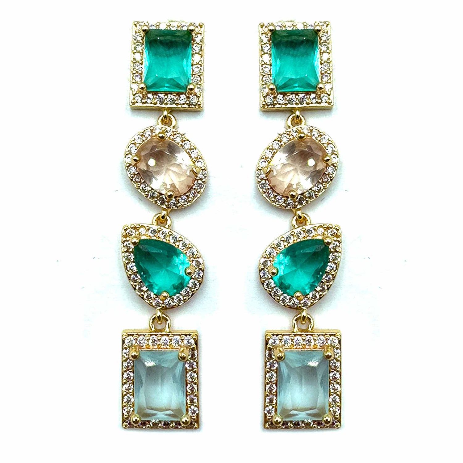Palestro Milano Orecchini Base Gold Pietre Preziose a catena