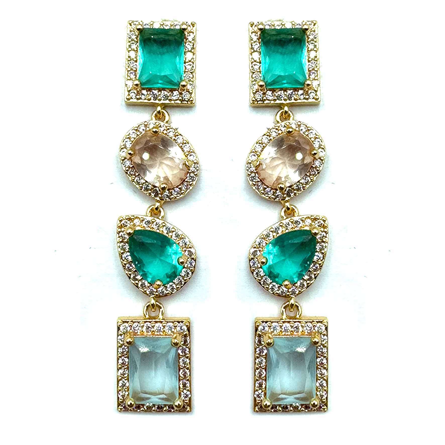 Palestro Milano Orecchini Base Gold Pietre Preziose a catena