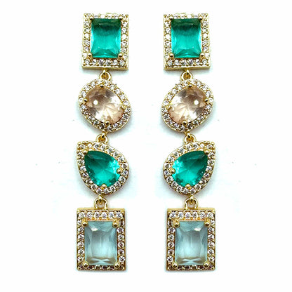 Palestro Milano Orecchini Base Gold Pietre Preziose a catena