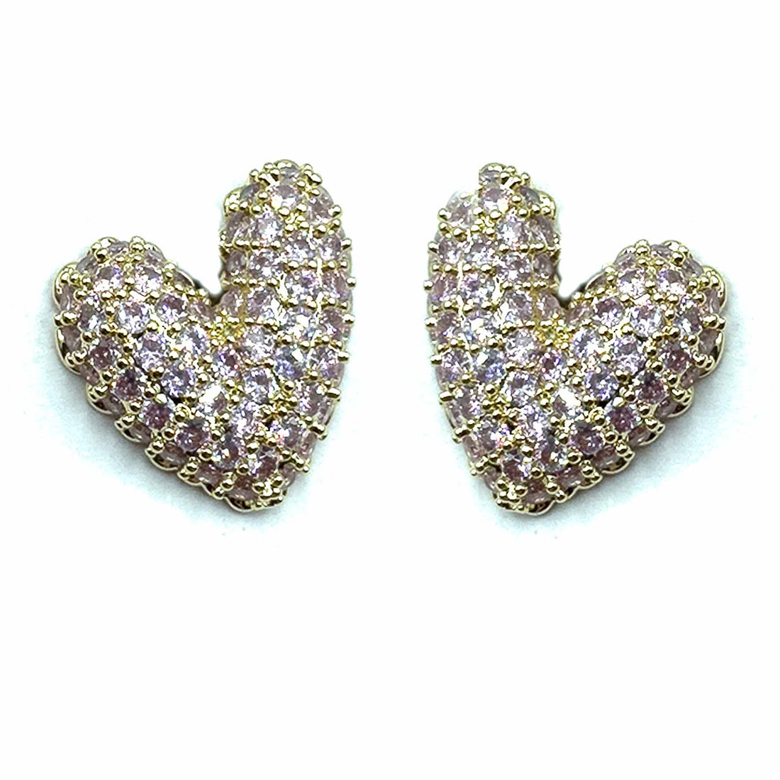 Palestro Milano Orecchini Base Gold Pink Cuore di Pavè