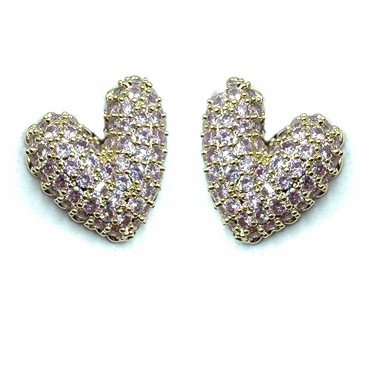 Palestro Milano Orecchini Base Gold Pink Cuore di Pavè