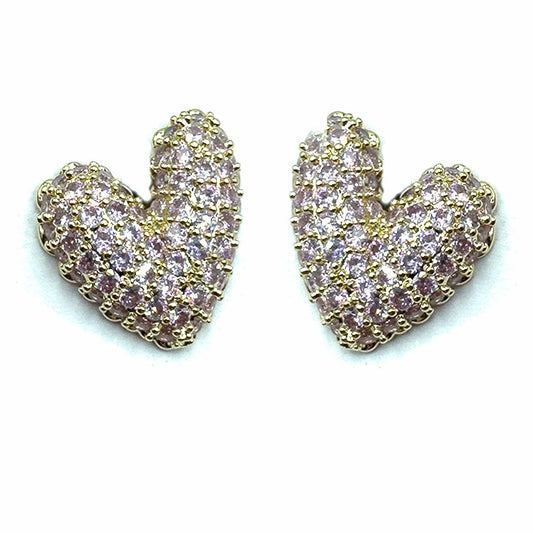 Palestro Milano Orecchini Base Gold Pink Cuore di Pavè