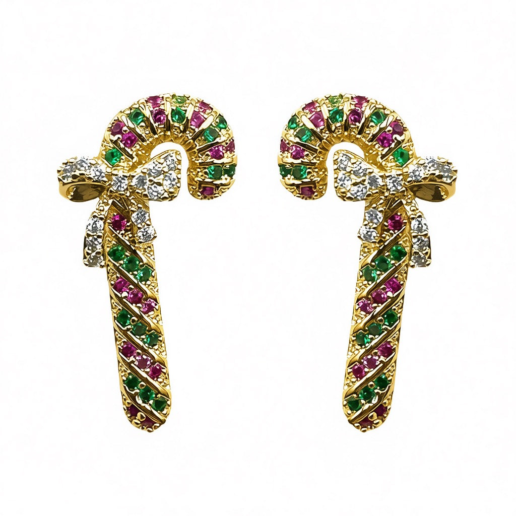 Palestro Milano Orecchini Base Gold - Verde Fucsia Candy di Pavè