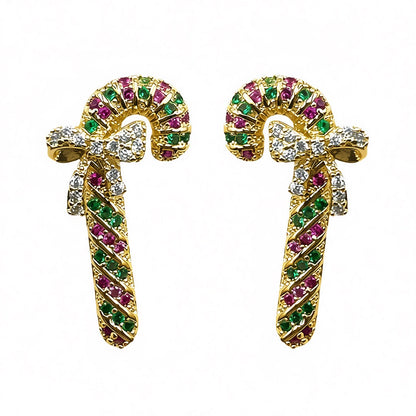 Palestro Milano Orecchini Base Gold - Verde Fucsia Candy di Pavè