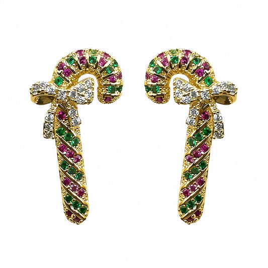 Palestro Milano Orecchini Base Gold - Verde Fucsia Candy di Pavè