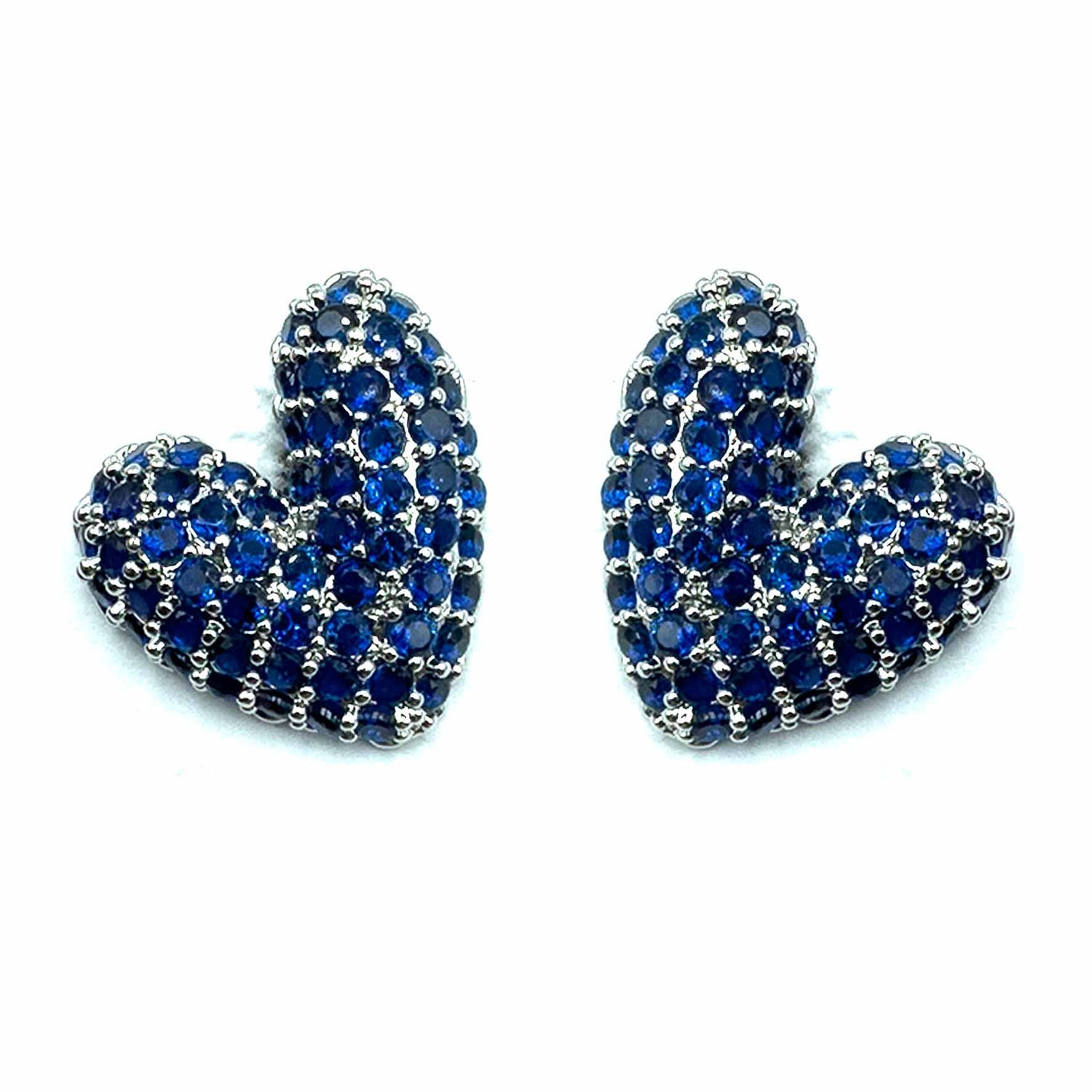Palestro Milano Orecchini Base Silver Blu Cuore di Pavè