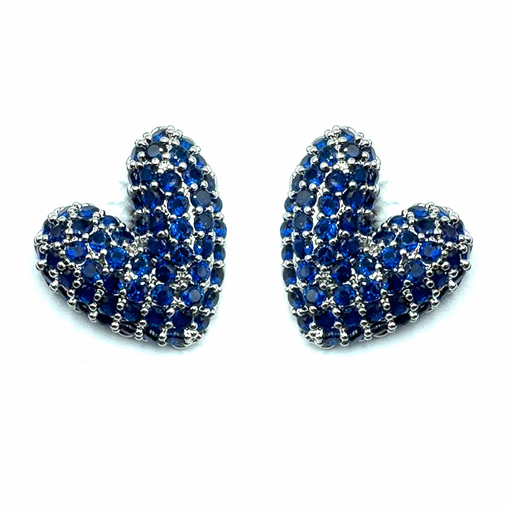 Palestro Milano Orecchini Base Silver Blu Cuore di Pavè