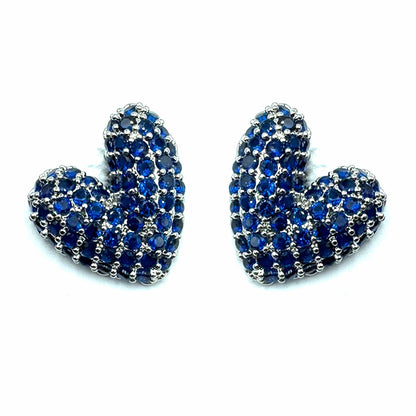 Palestro Milano Orecchini Base Silver Blu Cuore di Pavè
