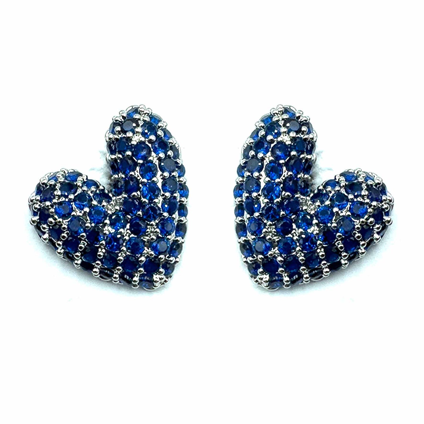 Palestro Milano Orecchini Base Silver Blu Cuore di Pavè