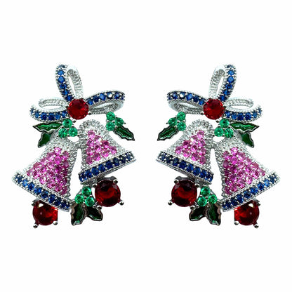 Palestro Milano Orecchini Base Silver / Fucsia Campanelle di zirconi Argento 925