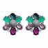 Palestro Milano Orecchini Base Silver - Fucsia Verde Acqua Fiore colorato di Pavè