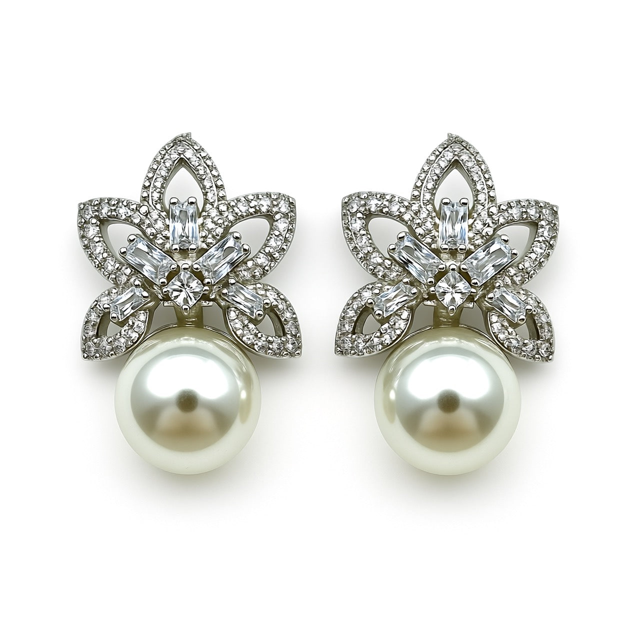 Palestro Milano Orecchini Base Silver Perla con stella di pavè - Big edition