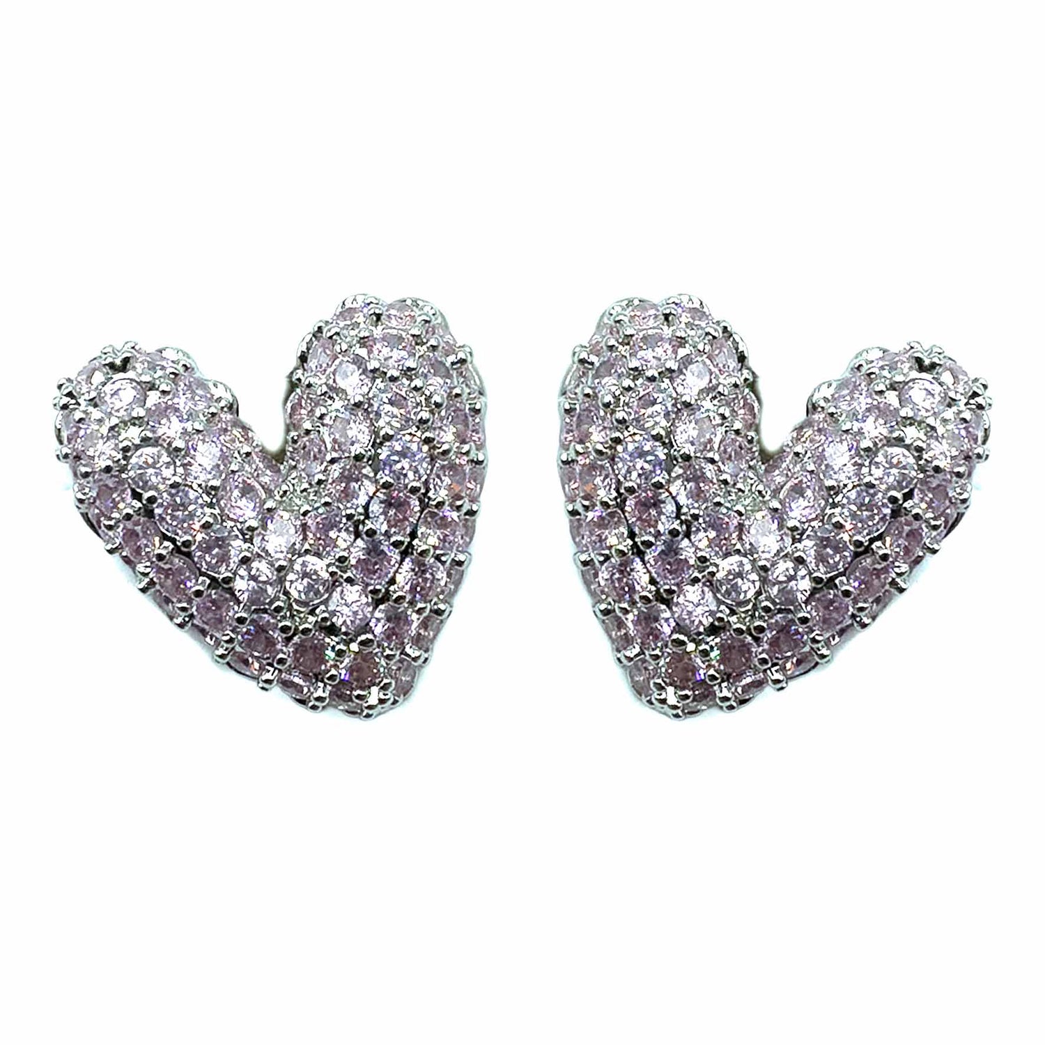 Palestro Milano Orecchini Base Silver Pink Cuore di Pavè