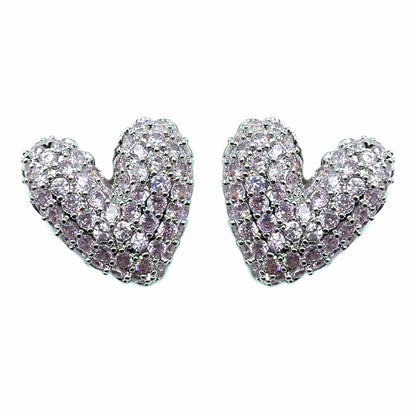 Palestro Milano Orecchini Base Silver Pink Cuore di Pavè