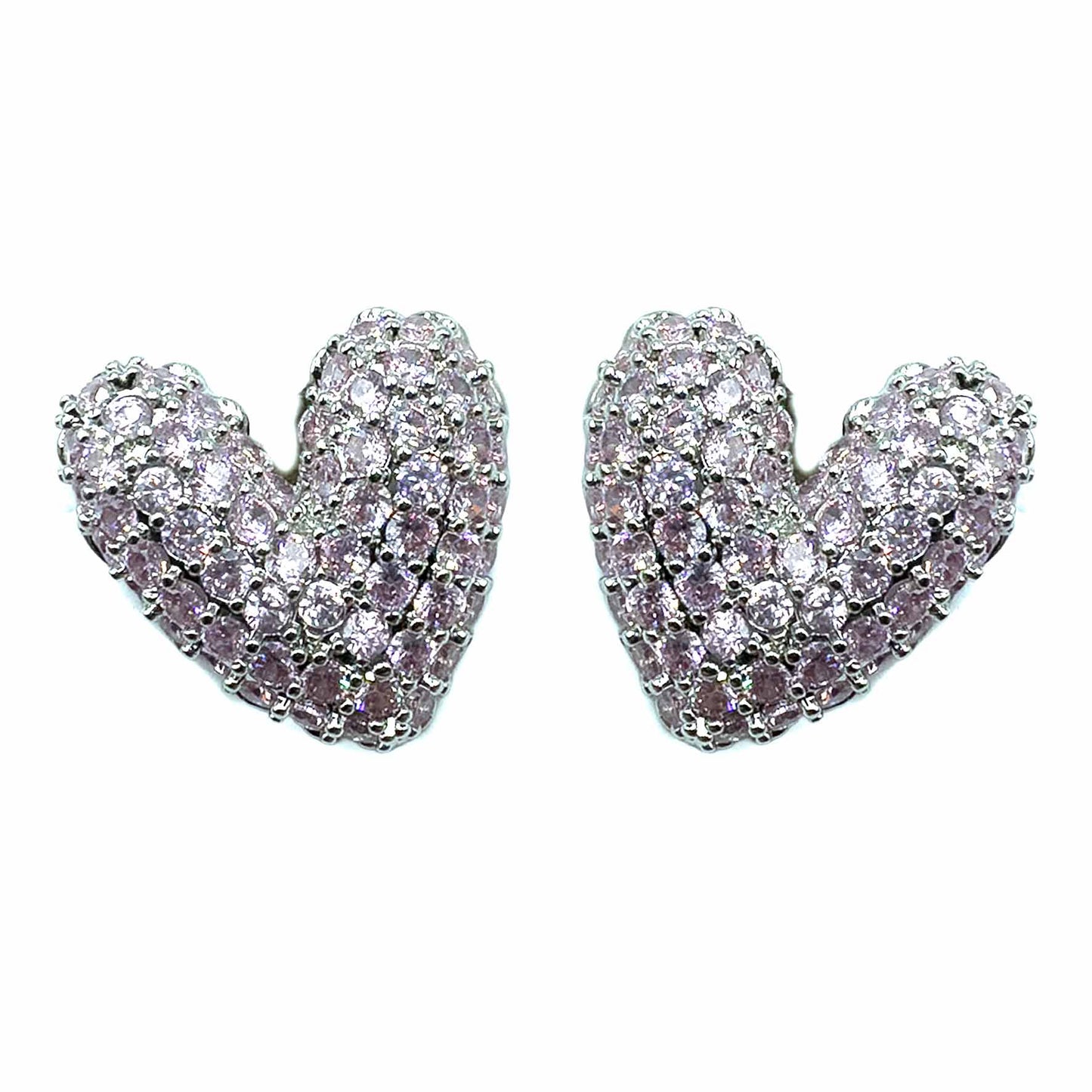 Palestro Milano Orecchini Base Silver Pink Cuore di Pavè