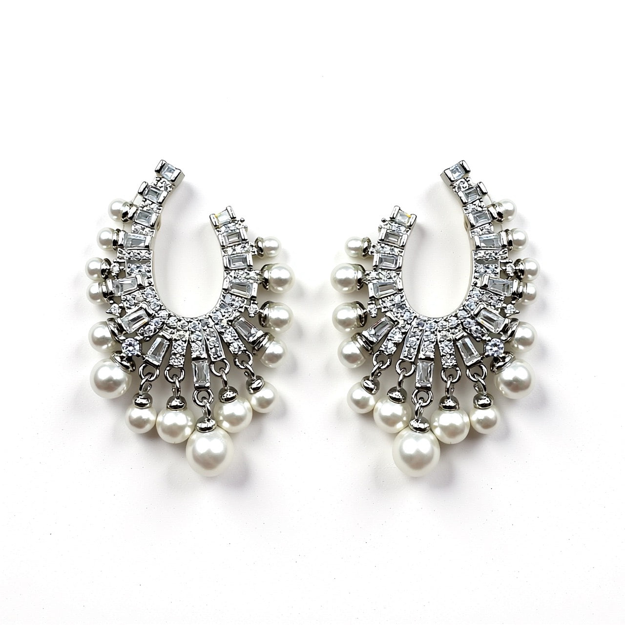 Palestro Milano Orecchini Base Silver Semicerchi di pietre e perline