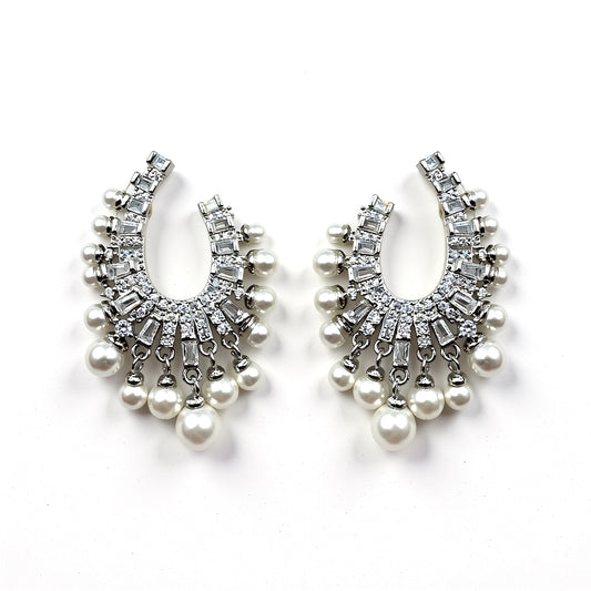 Palestro Milano Orecchini Base Silver Semicerchi di pietre e perline