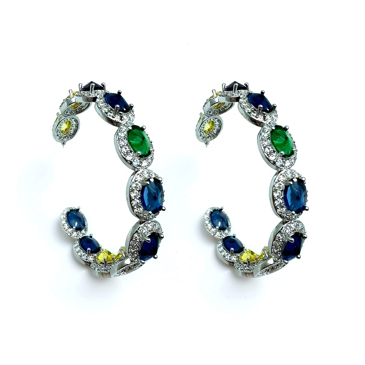 Palestro Milano Orecchini Base Silver / Viola/Azzurro Boccoli di cristallo