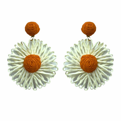 Palestro Milano Orecchini Bianco-Arancio Girasoli colorati in rafia
