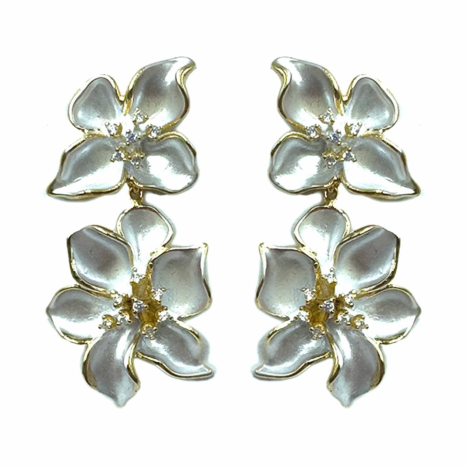 Palestro Milano Orecchini Bianco Coppia di fiorellini